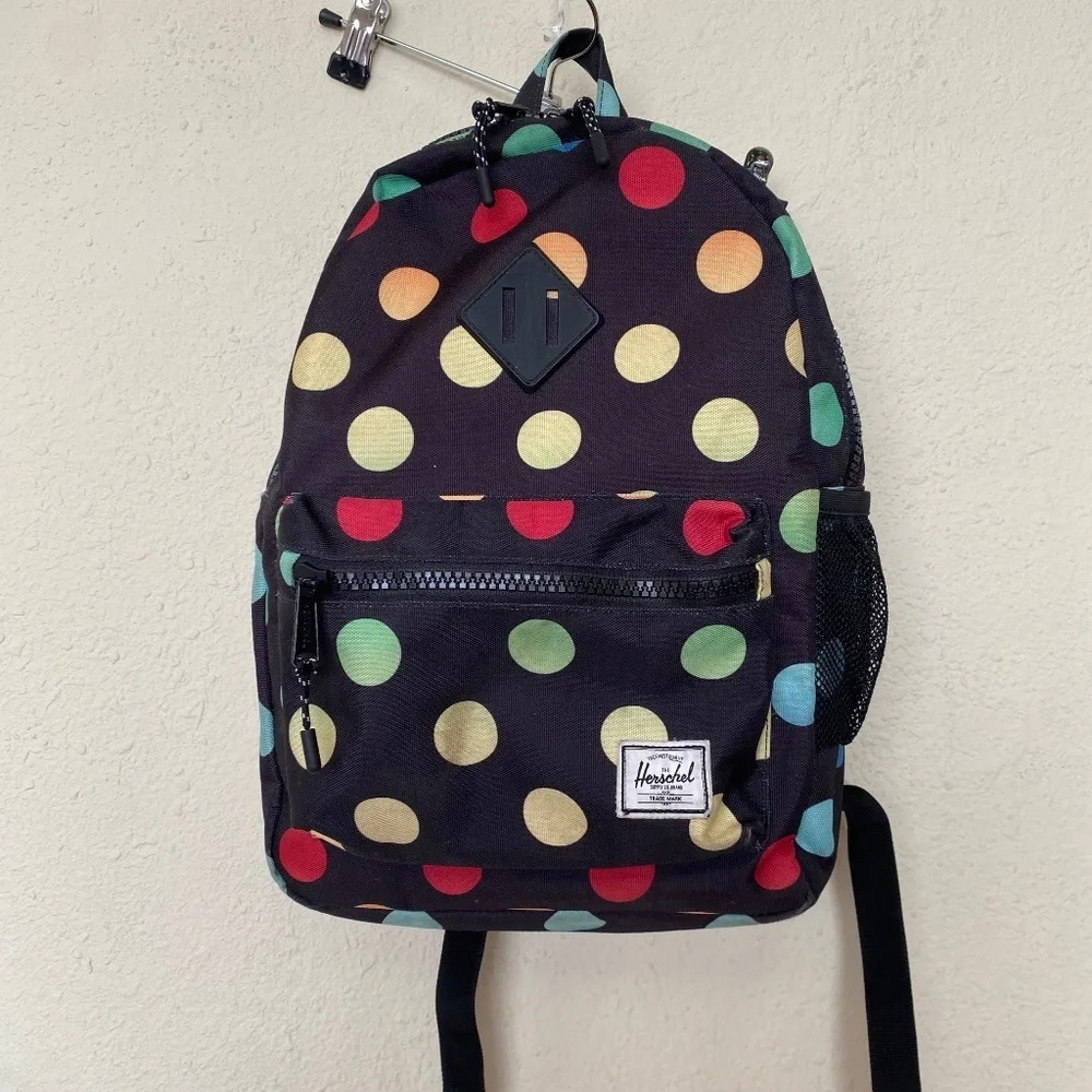 Herschel Kids Polka Dot Printed Backpack with Zip Closure and Adjustable Shoulde